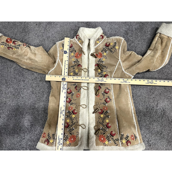 VTG Embroidered Suede & Shearling Coat ASO Phoebe Friends St John's Bay - Picture 7 of 15